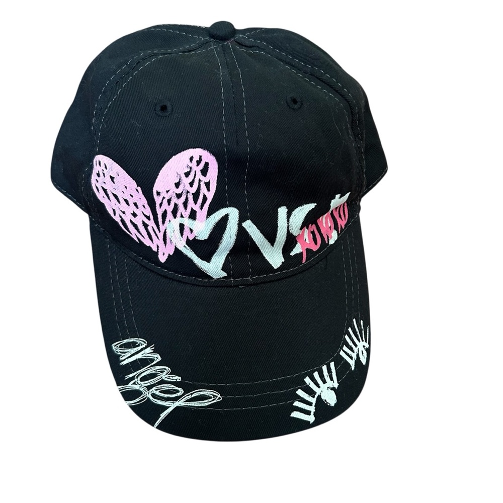 PINK Victoria’s Secret Angel Wings Black‎ Y2K Baseball Cap Hat OS